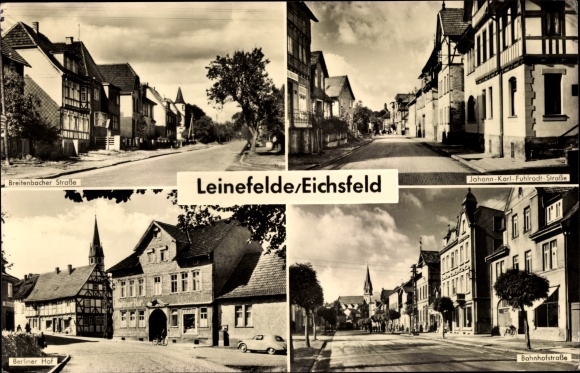 KP Leinefelde im Eichsfeld Turyngia, Bahnhofstrasse, Fuhlrodt Strasse, Berliner Hof, Breitenbacher Strasse.