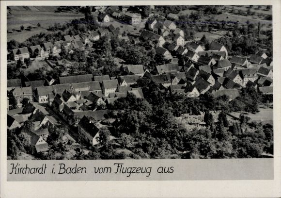 Postcard Kirchardt in Baden, aerial photograph