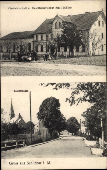 Postcard Schildow Mühlenbecker Land Oberhavel, inn, Dorfstrasse