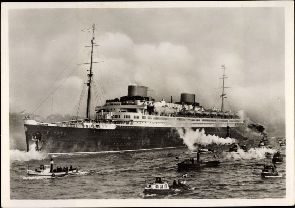 Postcard Steam boat Europa, Norddeutscher Lloyd Bremen, four-screw turbine express steamer