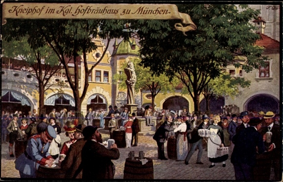 Kunstenaarsbriefkaart Quidenus, F., München Beieren, Kneiphof im Kgl. Hofbräuhaus