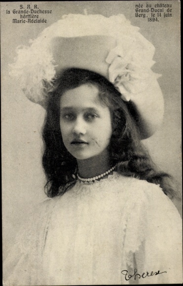 Ak Erbgroßherzogin Maria-Adelheid, Portrait, Hut