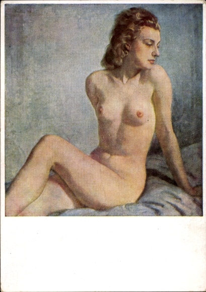 Artist Postcard Hempfing, W., Seated Blonde, Erotic