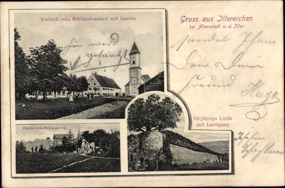 Ak Illereichen Altenstadt an der Iller in Schwaben, Schlossbrauerei, 700 jährige Linde