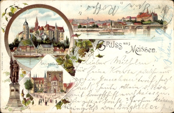 lito Meißen nad Łabą, pomnik, zamek, widok na miasto
