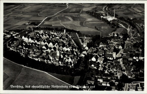 Postcard Berching in the Franconian Alb Upper Palatinate, aerial photograph