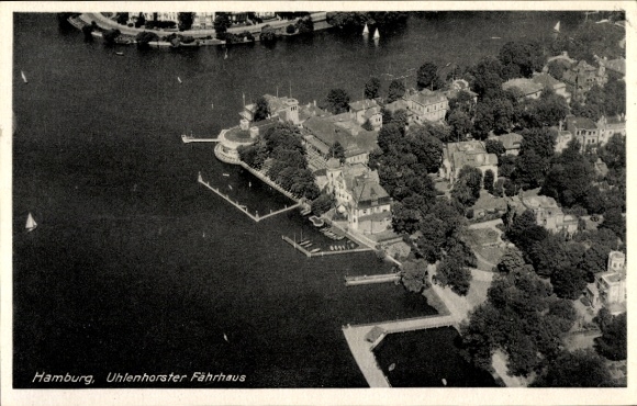 Postcard Hamburg Nord Uhlenhorst, aerial photograph, ferry house