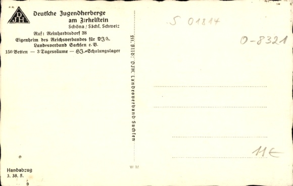 Ak Schöna Sächsische Schweiz, Deutsche Jugendherberge am Zirkelstein
