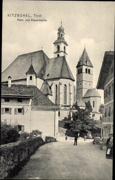 Ak Kitzbühel in Tirol, Pfarr- und Frauenkirche,  Tirol