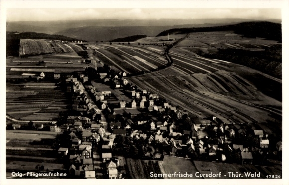 Postcard Cursdorf in Thuringia, aerial photograph