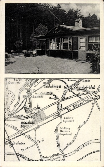 City map PC Berlin Zehlendorf Nikolassee, Restaurant Waldhütte, Königsweg