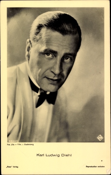 Postcard actor Karl Ludwig Diehl, portrait, Ufa Film, Ross Verlag 8803 1