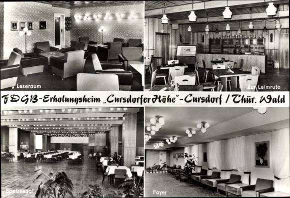 Postcard Cursdorf in Thuringia, FDGB convalescent home Cursdorfer height, interior views