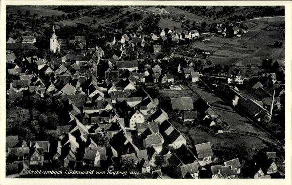 Postcard Kirchbrombach Brombachtal Odenwald, aerial view of houses, Odenwald