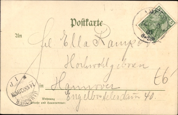 litho Hameln in Nedersaksen, rattenvanger, een reizende zanger...