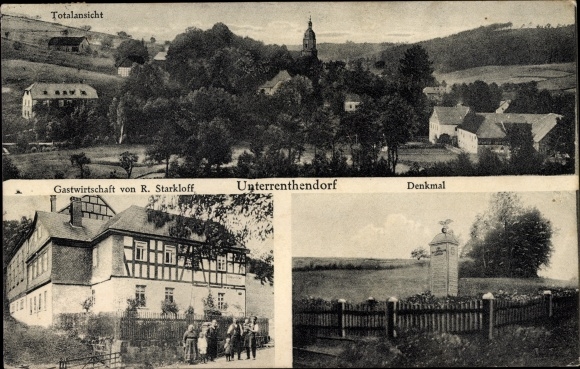 Ak Unterrenthendorf Renthendorf in Thüringen, panorama, herberg R. Starkloff, monument