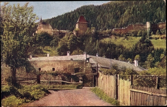 Postcard Friesach in Carinthia, ruin Petersberg