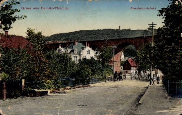 Ak Demitz-Thumitz Sachsen, Eisenbahnviadukt