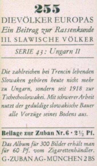 Collective picture The peoples of Europe, a contribution to racial science, 255 Slovak farmer from Trencin