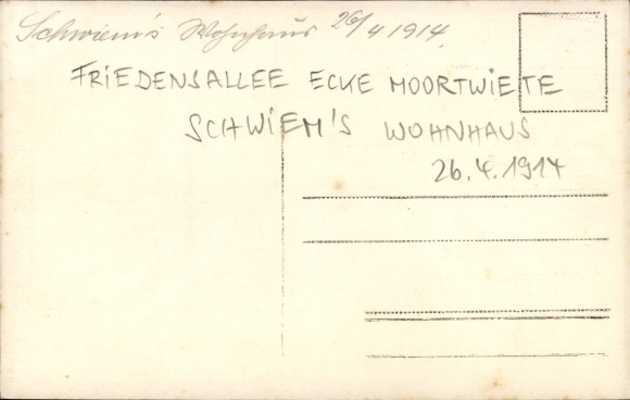 PC Hamburg Altona Ottensen, Friedensallee corner Moortwiete, Schwiems house, 1914