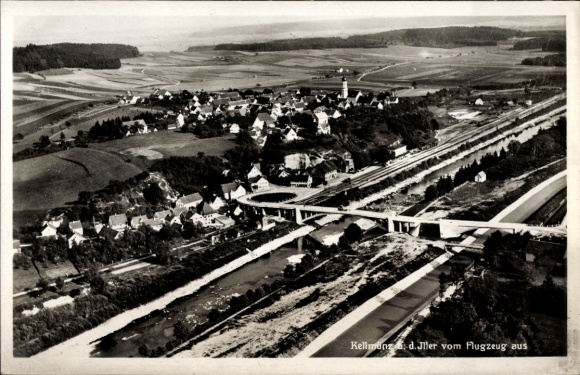 Postcard Kellmünz on the Iller Swabia, aerial photograph