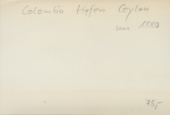 Foto Colombo Sri Lanka Ceylon, havengedeelte, pier, riksjabestuurder, ca. 1880