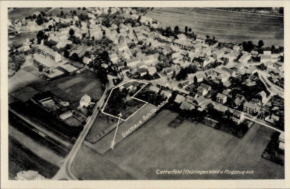 Ak Catterfeld Leinatal in Thüringen, Luftaufnahme