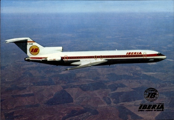 Postcard Spanish passenger aircraft, Iberia, Boeing 727 256