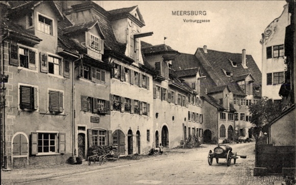 Postcard Meersburg on Lake Constance, Historical street view, Vorburggasse, Meersburg