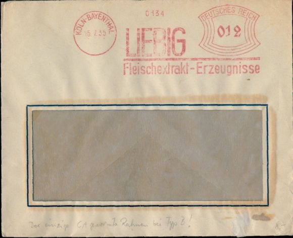 Envelope Liebig GmbH Cologne Bayenthal, Liebig meat extract products