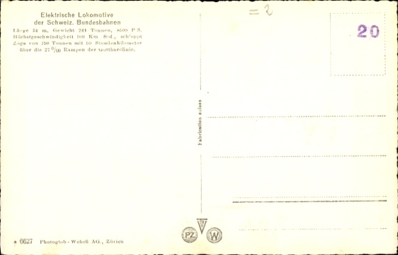 Postcard Electric locomotive of the Swiss Federal Railways