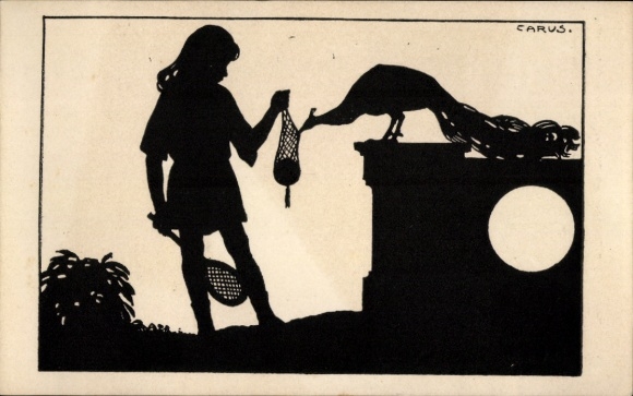 Paper cutting artist Postcard Carus, peacock