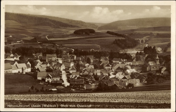 Postcard Usseln Willingen im Upland, view from the Osterkopf