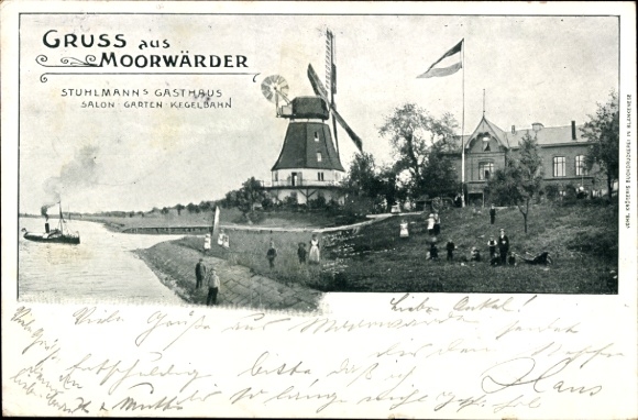 Ak Hamburg Wilhelmsburg Moorwerder Moorwärder, Gasthaus Stuhlmann, Windmühle