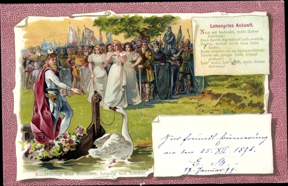 Litho Lohengrins Ankunft, Schwanenkönig