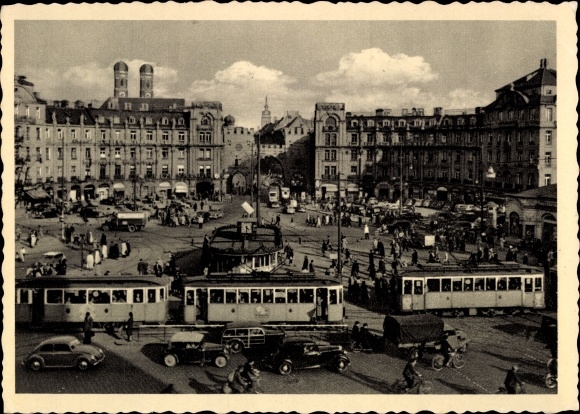 PC Munich, traffic on Karlsplatz, Karlstor, tram