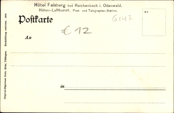 Postcard Felsberg in the Odenwald Hesse, Hotel Felsberg