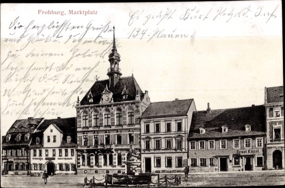 Postcard Frohburg in Saxony, marketplace, town hall, action Ernst Kittel