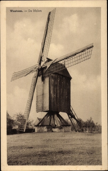 Postcard Westrem East Flanders, windmill