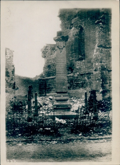Photo Bétheny Marne, war damage, memorial, World War I
