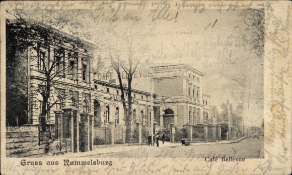 Postcard Berlin Lichtenberg Rummelsburg, Café Bellevue