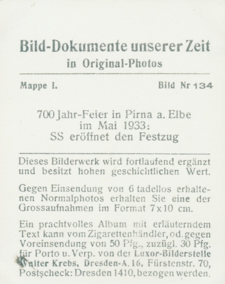 Collection picture picture documents of our time No. 134 Pirna on the Elbe, 700th anniversary 1933, pageant, SS