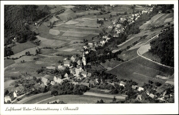 Postcard Unter Schönmattenwag Wald Michelbach in the Odenwald Hesse, aerial photograph