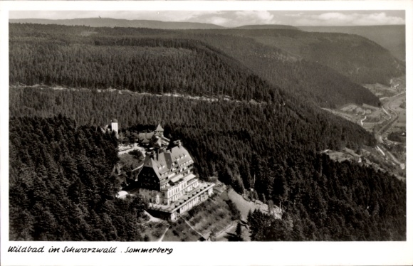 Postcard Bad Wildbad in the Black Forest, aerial photograph, Sommerberg