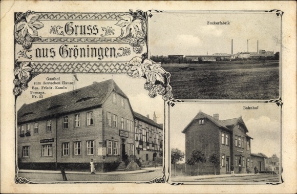 PC Gröningen in Saxony Anhalt, sugar factory, train station, inn for the German home