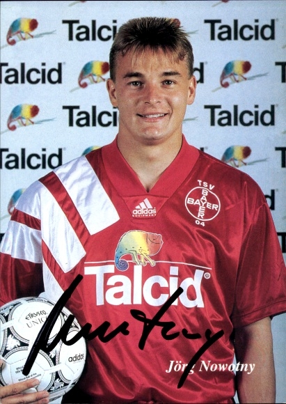 Autogrammkarte Fußballer Jörg Nowotny, Bayer Leverkusen, Autogramm