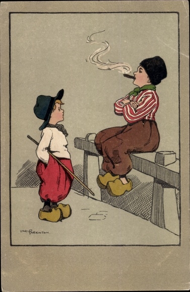 Künstler Ak Parkinson, Ethel, Envy, Kleiner Junge beobachtet rauchenden Jungen