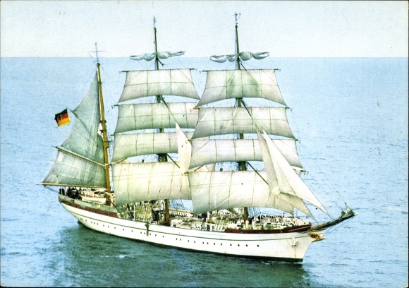 Postcard sailing training ship Gorch Fock, Federal Navy
