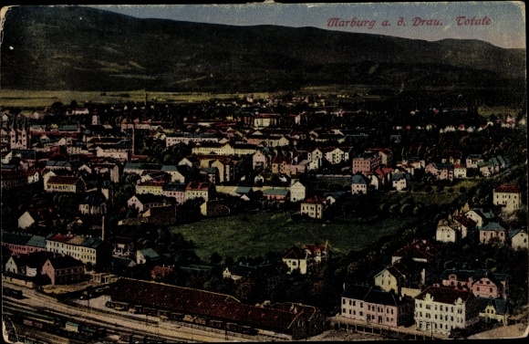 Postcard Maribor Marburg Drava Slovenia, view of the town, railway station