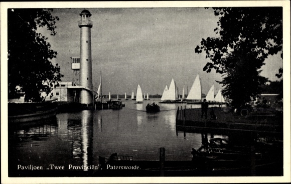 Postcard Groningen Netherlands, Twee Provincien, Paterswolde, Lighthouse, Sailing Boats